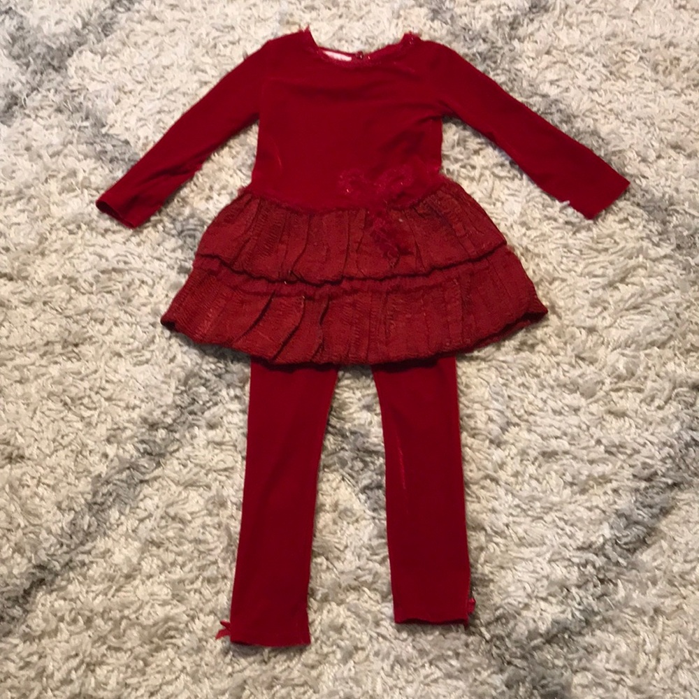 Jessica Ann red dress and leggings size 5
